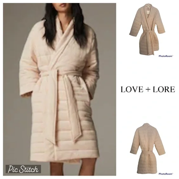 NWT Organic Duvet Robe Love & Lore, Pink Small / Medium - Picture 1 of 17